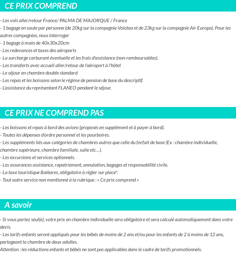 Conditions tarifaires