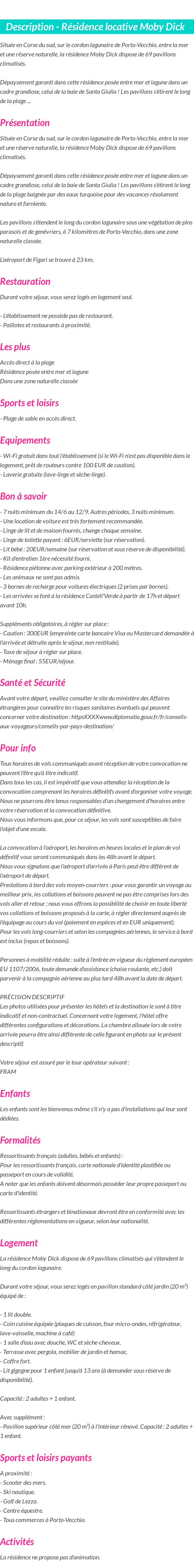 Détails du séjour