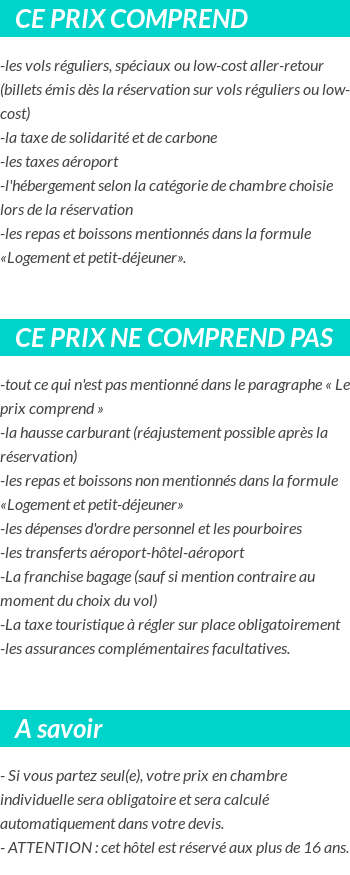 Conditions tarifaires