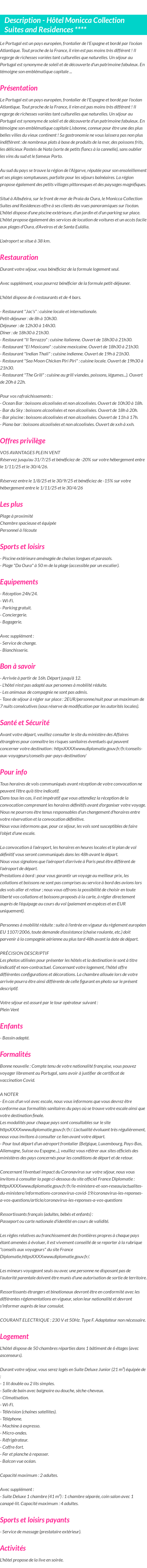 Détails du séjour