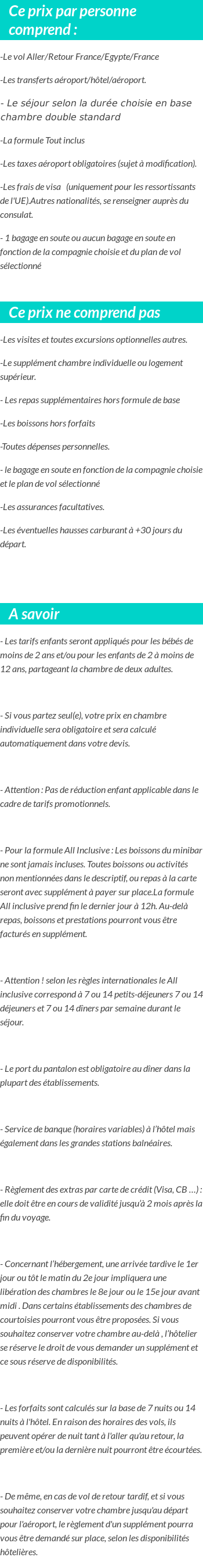 Conditions tarifaires