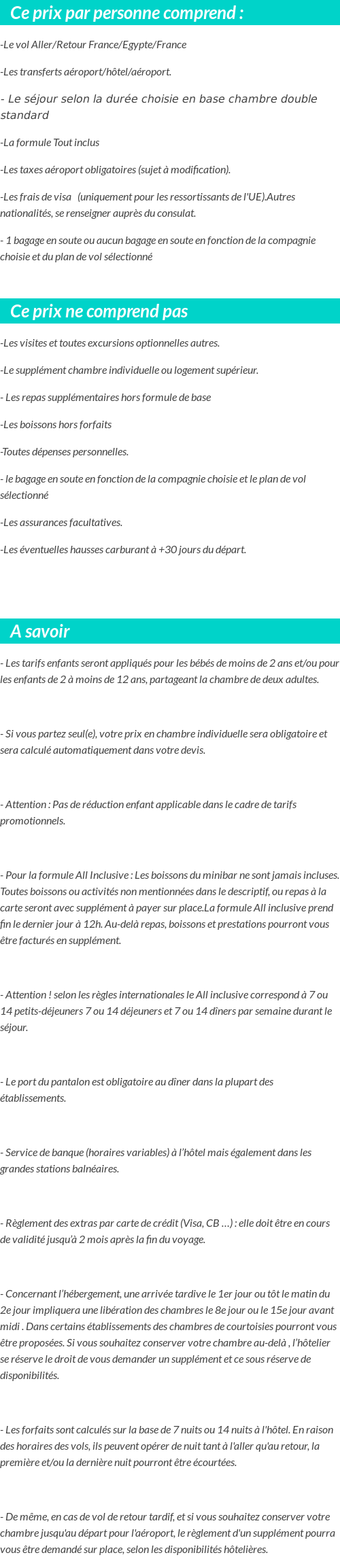 Conditions tarifaires