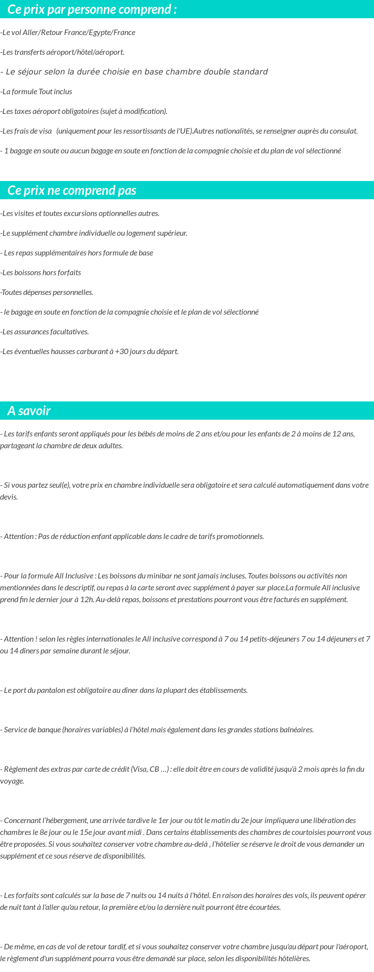 Conditions tarifaires