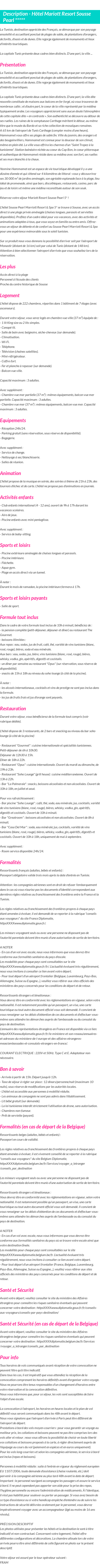 Détails du séjour