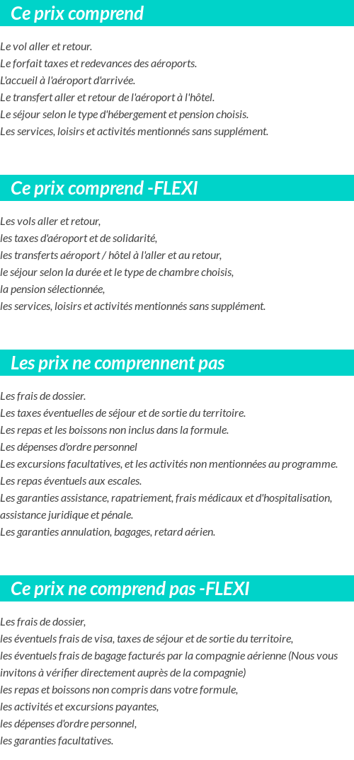 Conditions tarifaires