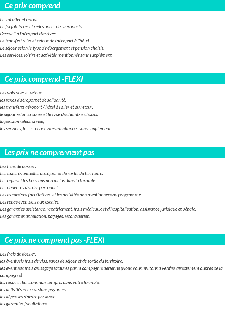 Conditions tarifaires