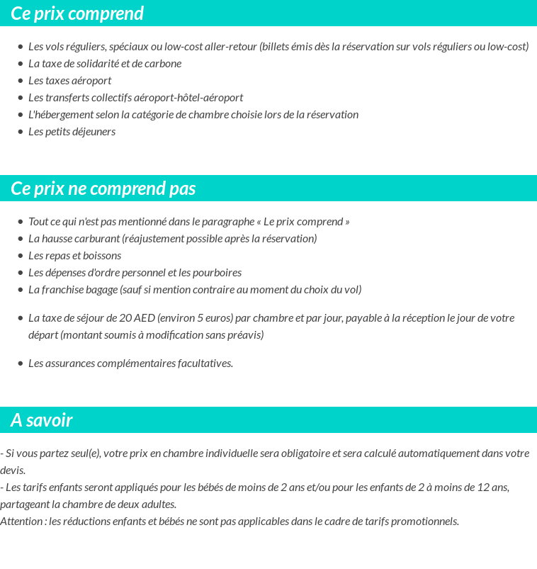 Conditions tarifaires