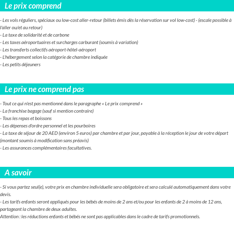 Conditions tarifaires