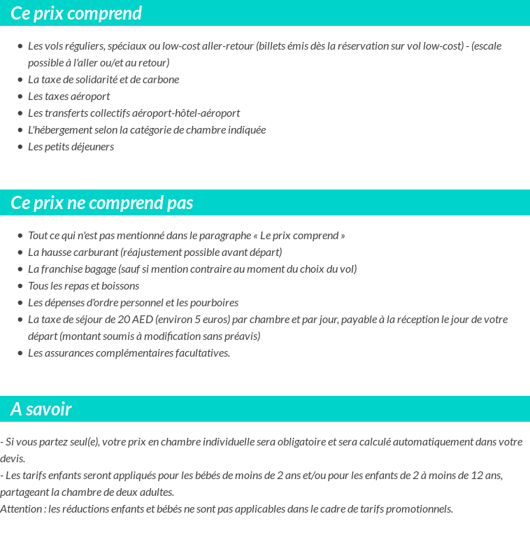 Conditions tarifaires