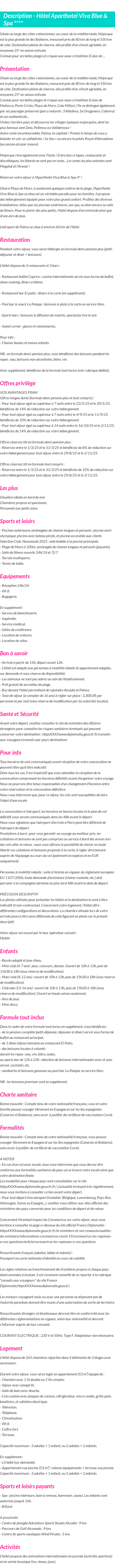 Détails du séjour