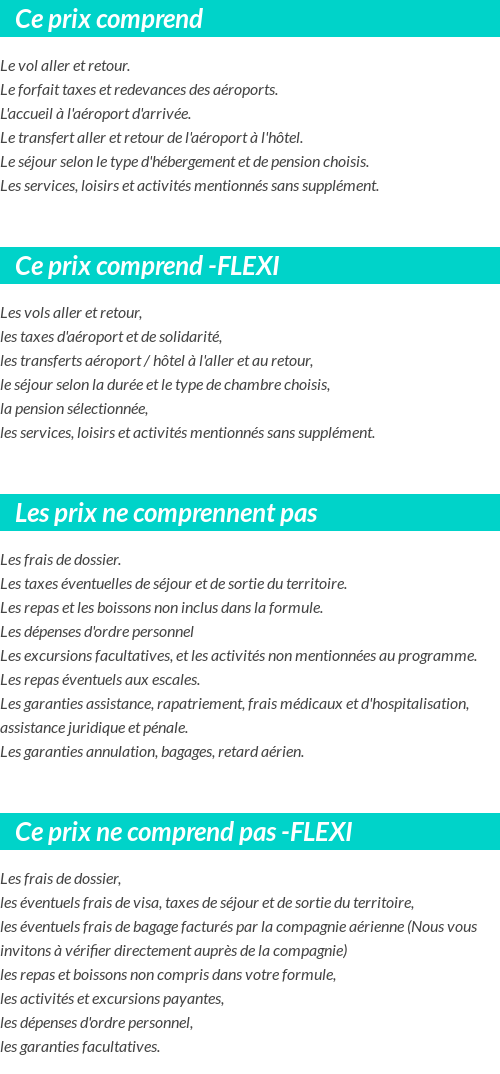 Conditions tarifaires