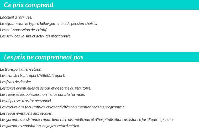 Conditions tarifaires