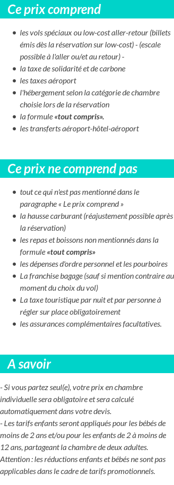 Conditions tarifaires