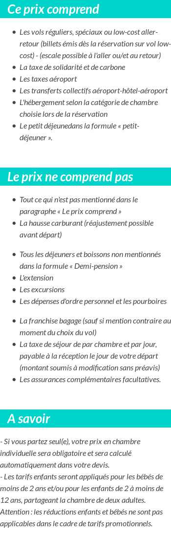 Conditions tarifaires
