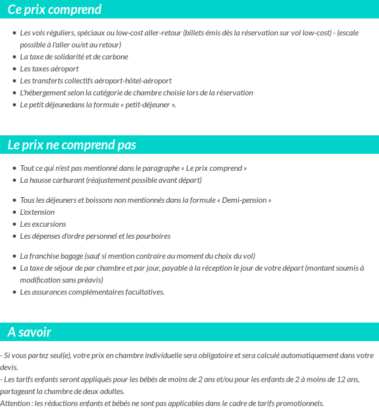 Conditions tarifaires