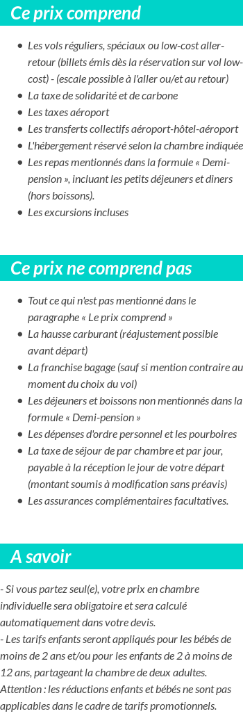 Conditions tarifaires