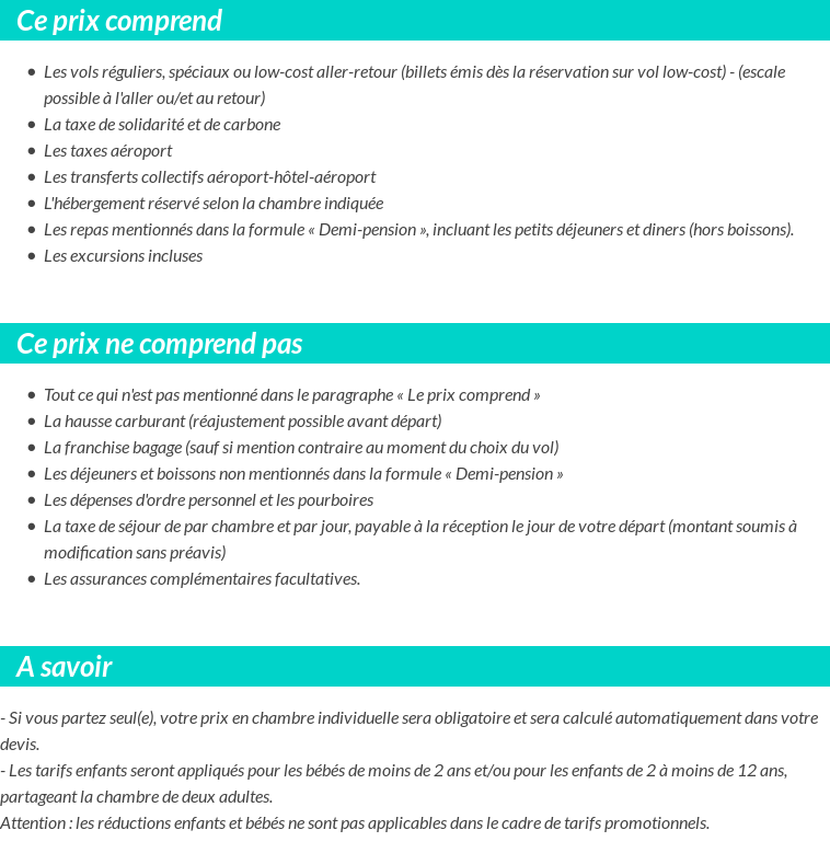 Conditions tarifaires