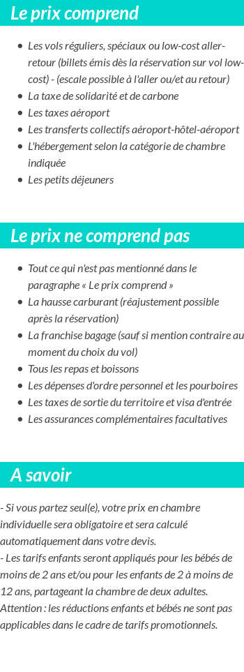 Conditions tarifaires