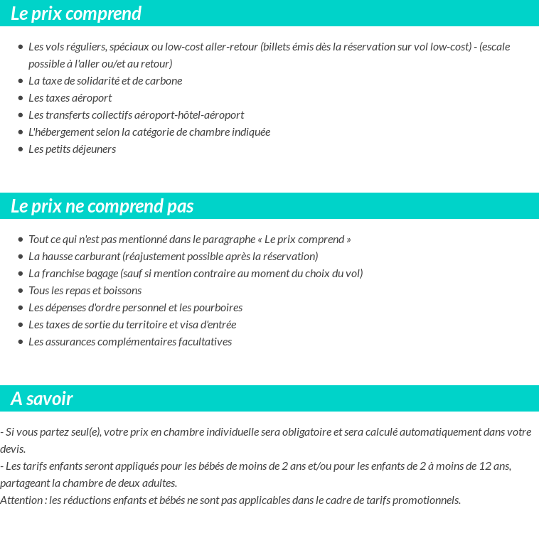 Conditions tarifaires