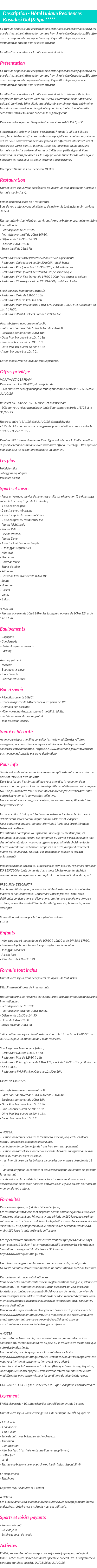 Détails du séjour