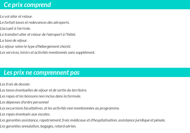 Conditions tarifaires