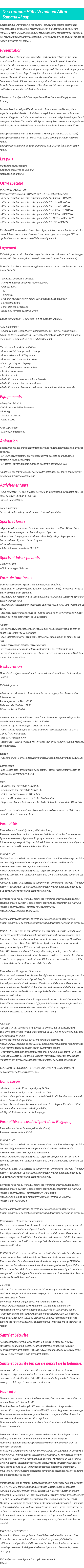 Détails du séjour