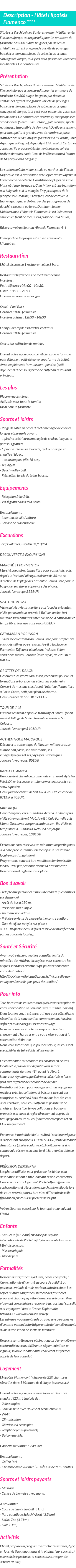 Détails du séjour