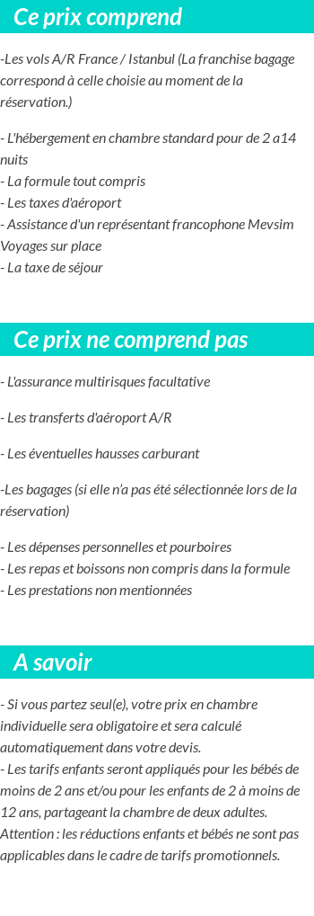 Conditions tarifaires