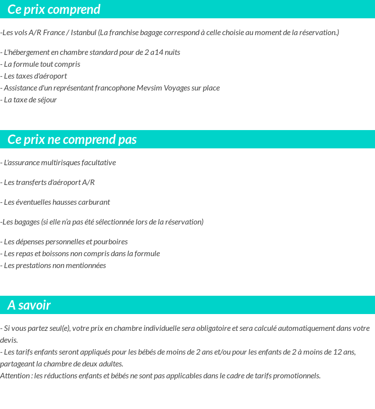 Conditions tarifaires