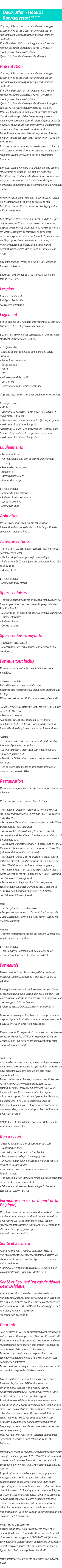 Détails du séjour