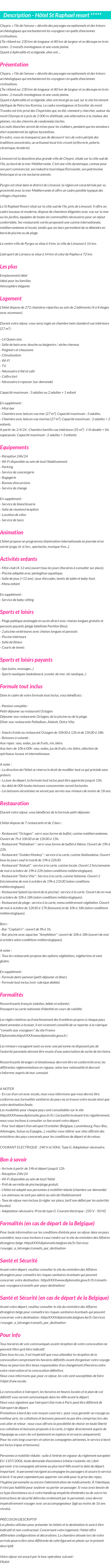 Détails du séjour