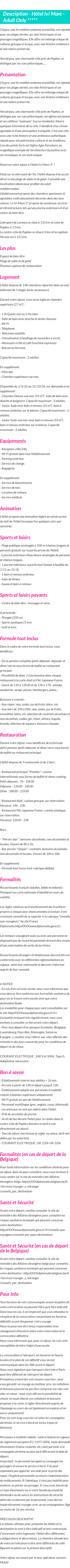 Détails du séjour