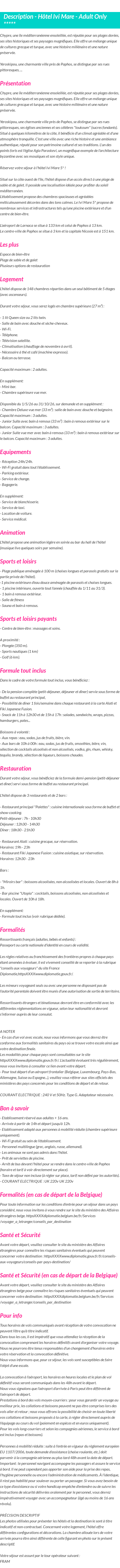 Détails du séjour