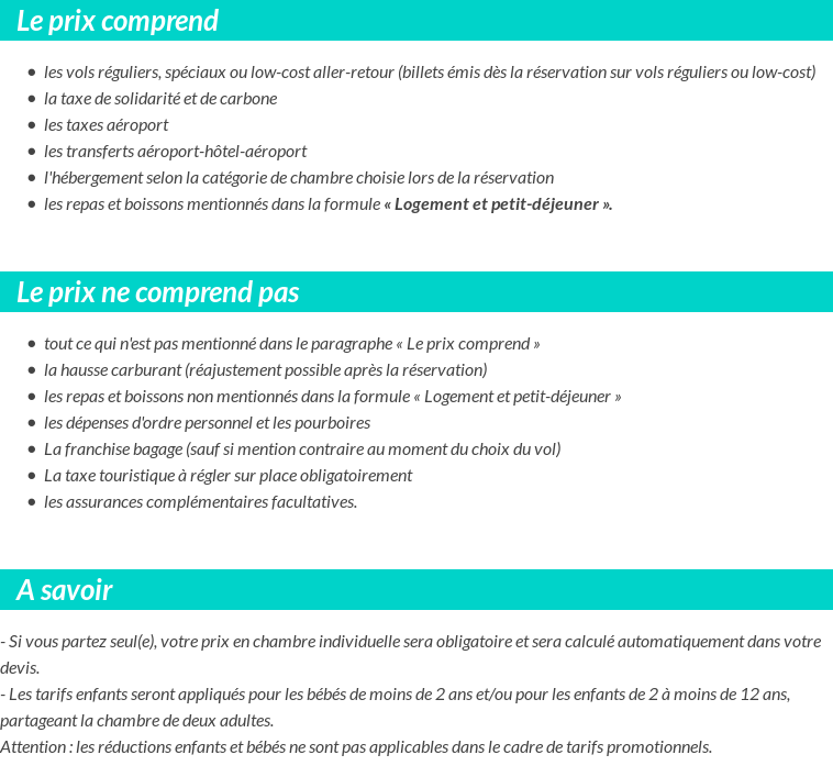 Conditions tarifaires