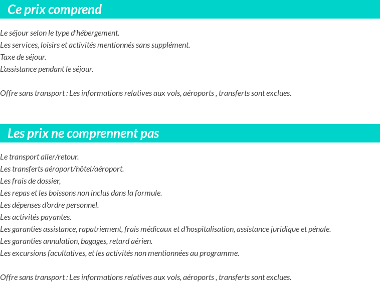 Conditions tarifaires