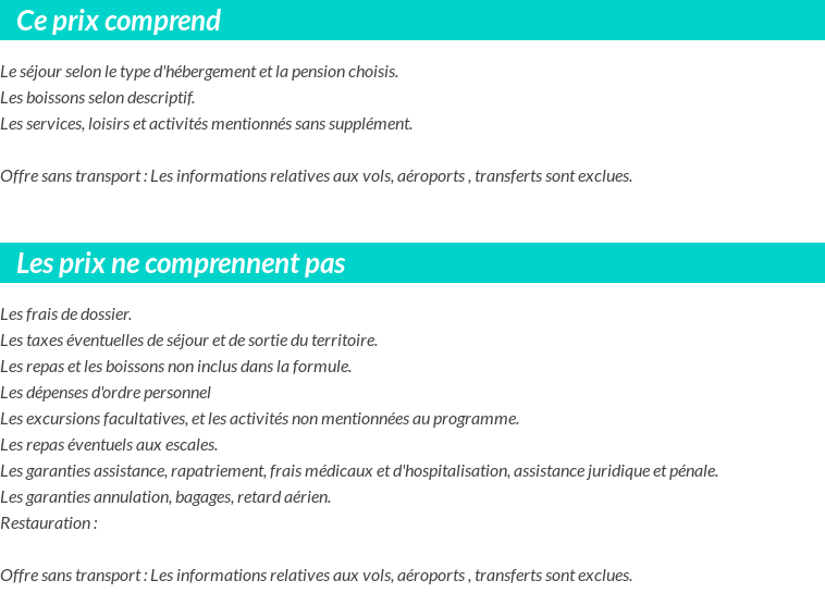 Conditions tarifaires