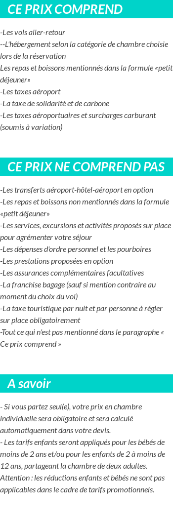 Conditions tarifaires