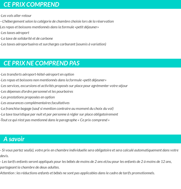 Conditions tarifaires