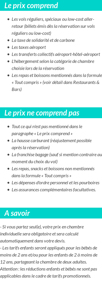 Conditions tarifaires