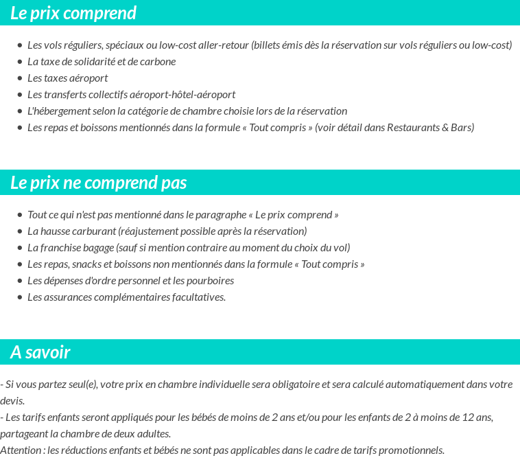Conditions tarifaires