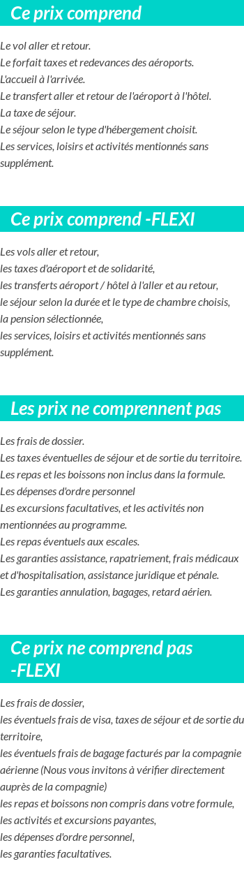 Conditions tarifaires