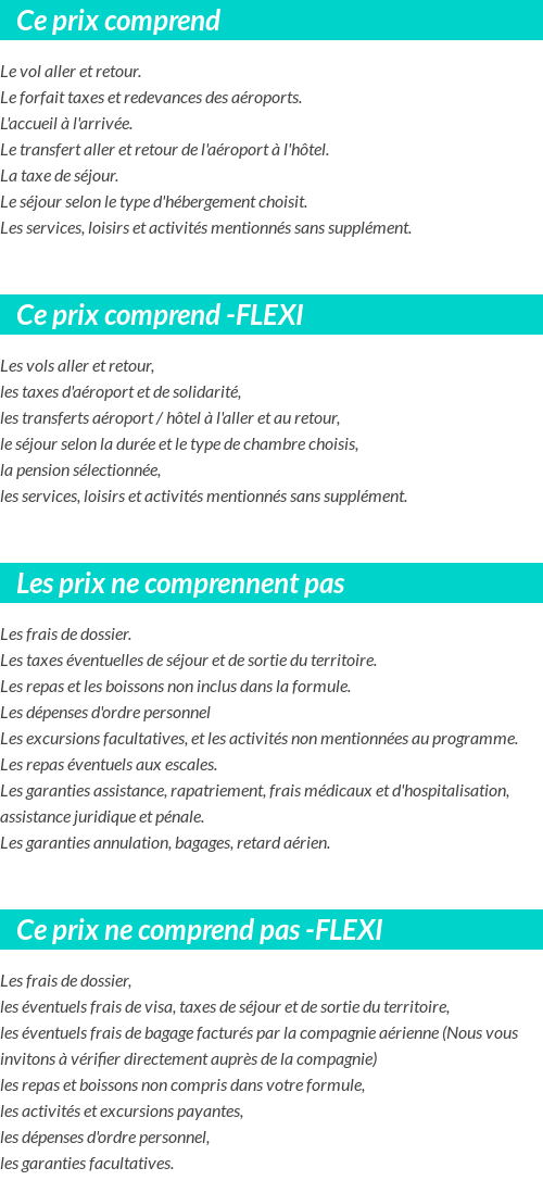 Conditions tarifaires