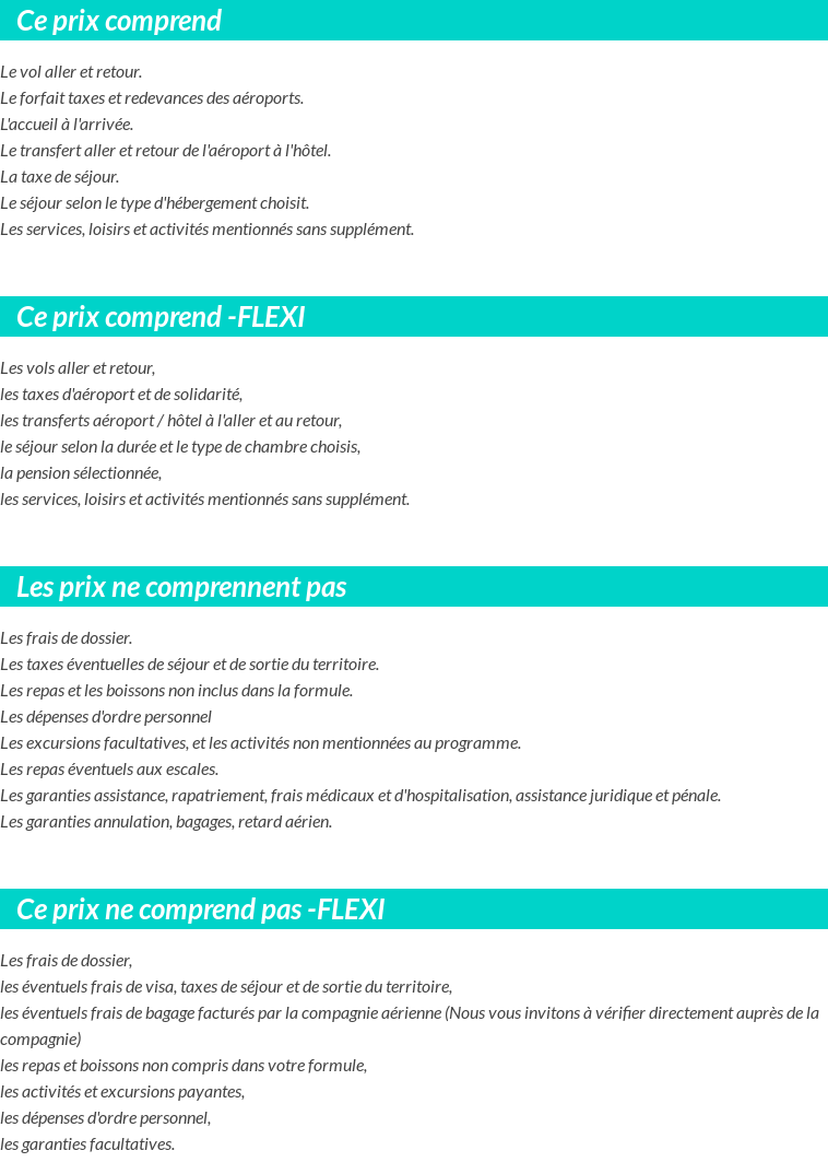 Conditions tarifaires