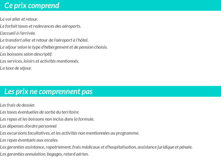 Conditions tarifaires