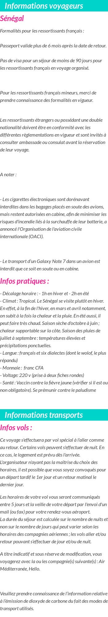 Formalités et infos voyageurs