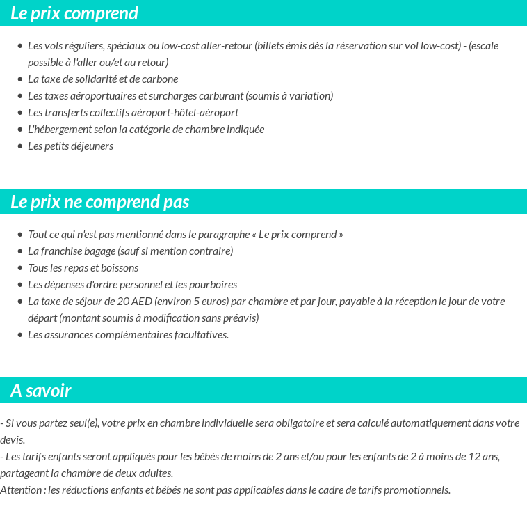 Conditions tarifaires