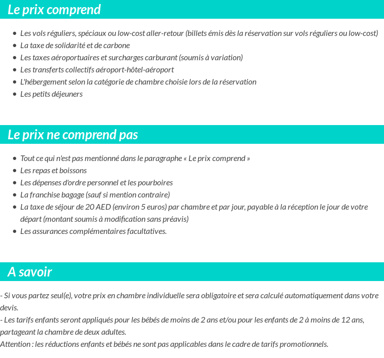 Conditions tarifaires