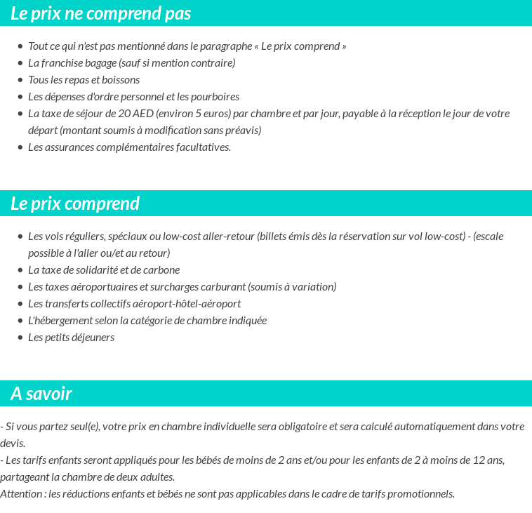 Conditions tarifaires