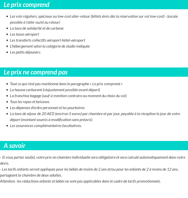 Conditions tarifaires