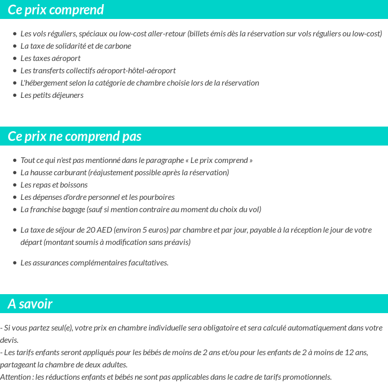 Conditions tarifaires